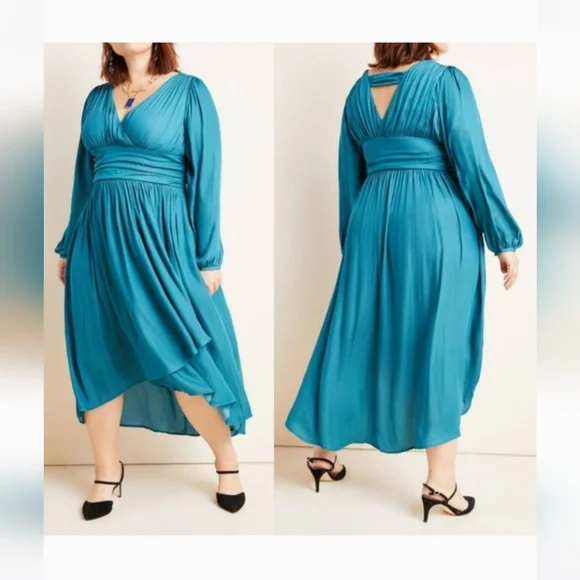 Anthropologie Gwendolyn Maxi Dress Hi Low Surplice Neckline Plus Size 16W - Picture 1 of 13